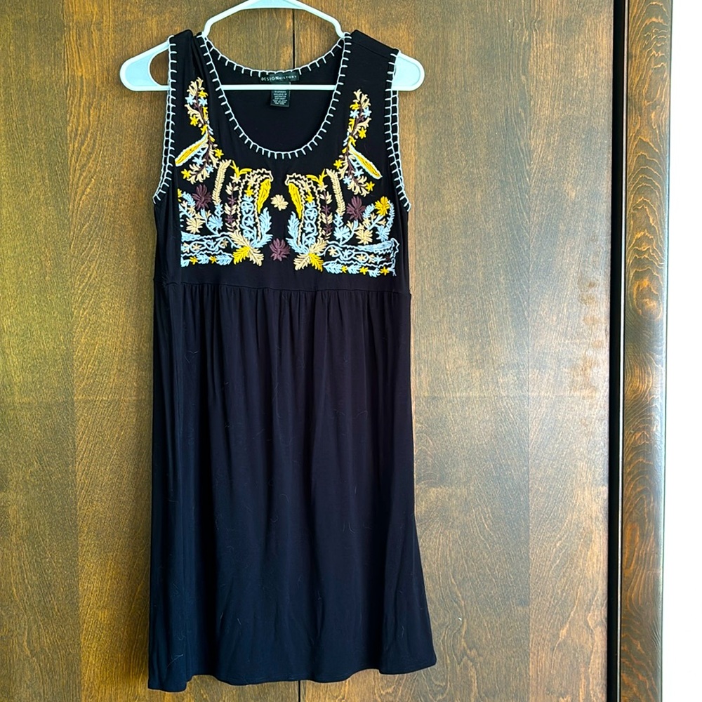 Black short Dress with embroidered top